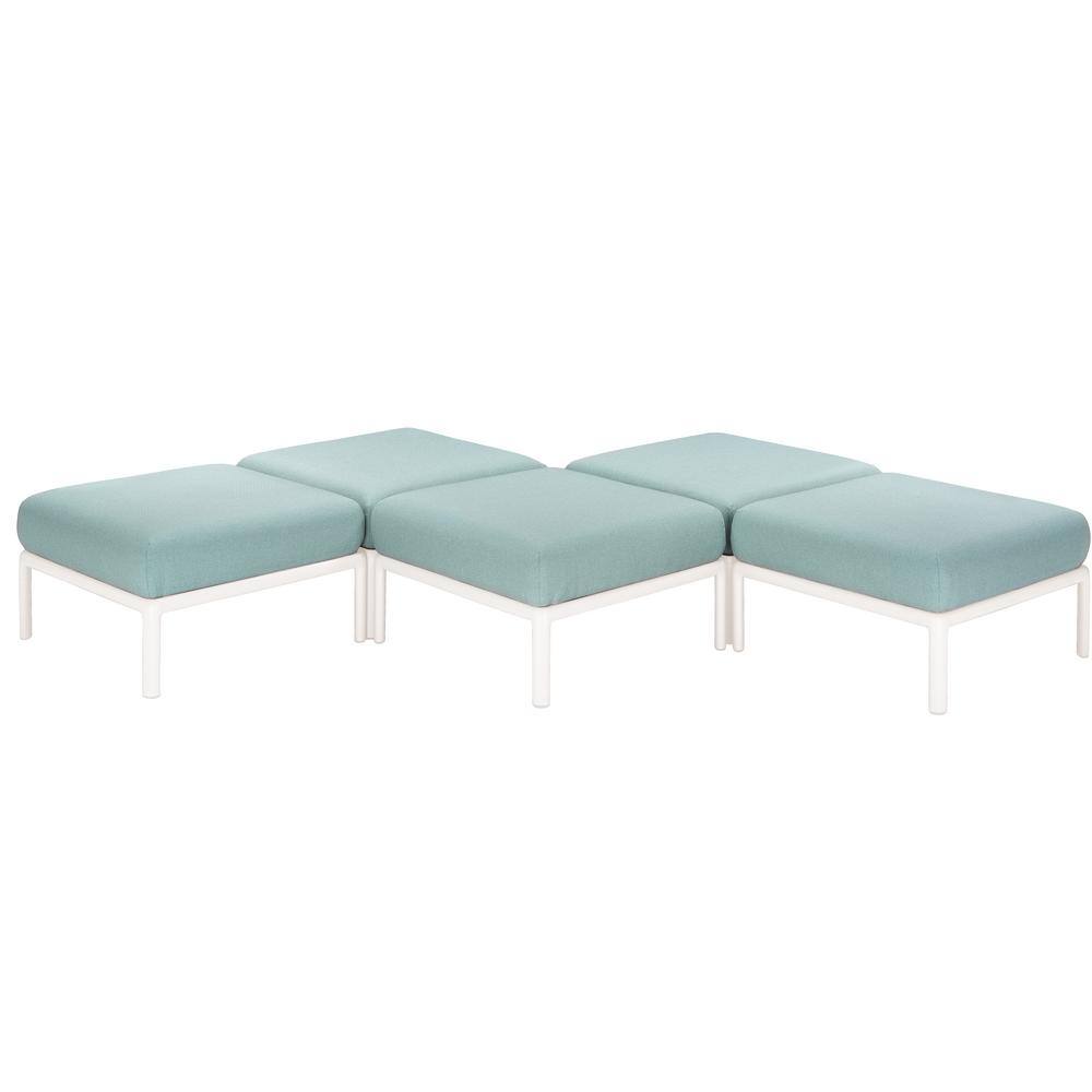 Laurel White Seafoam Outdoor Ottoman with Sunbrella Cushion