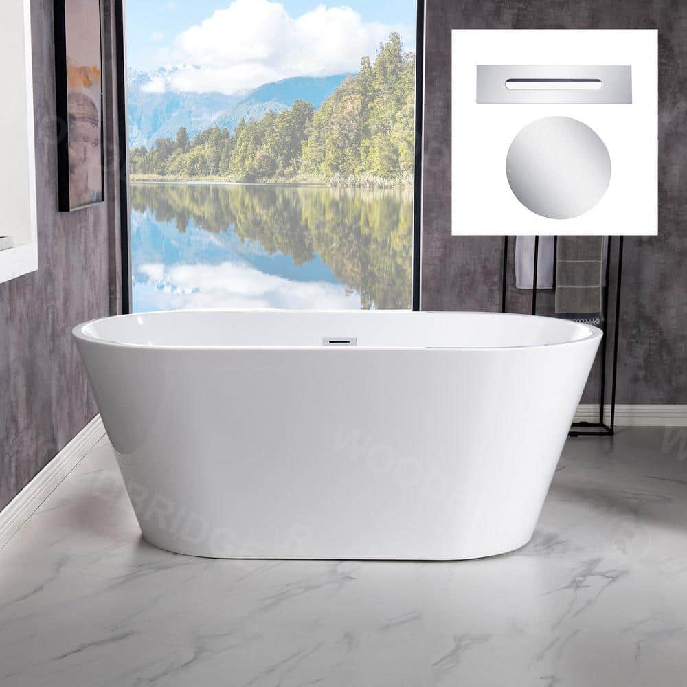 54 in. L X 29.5 in. W Acrylic FlatBottom Double Ended Soaking Bathtub in White with Chrome Overflow and Drain price history on PriceWatchPro