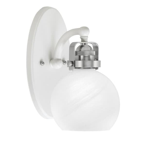Unbranded Decatur 1-Light White and Brushed Nickel Wall Sconce