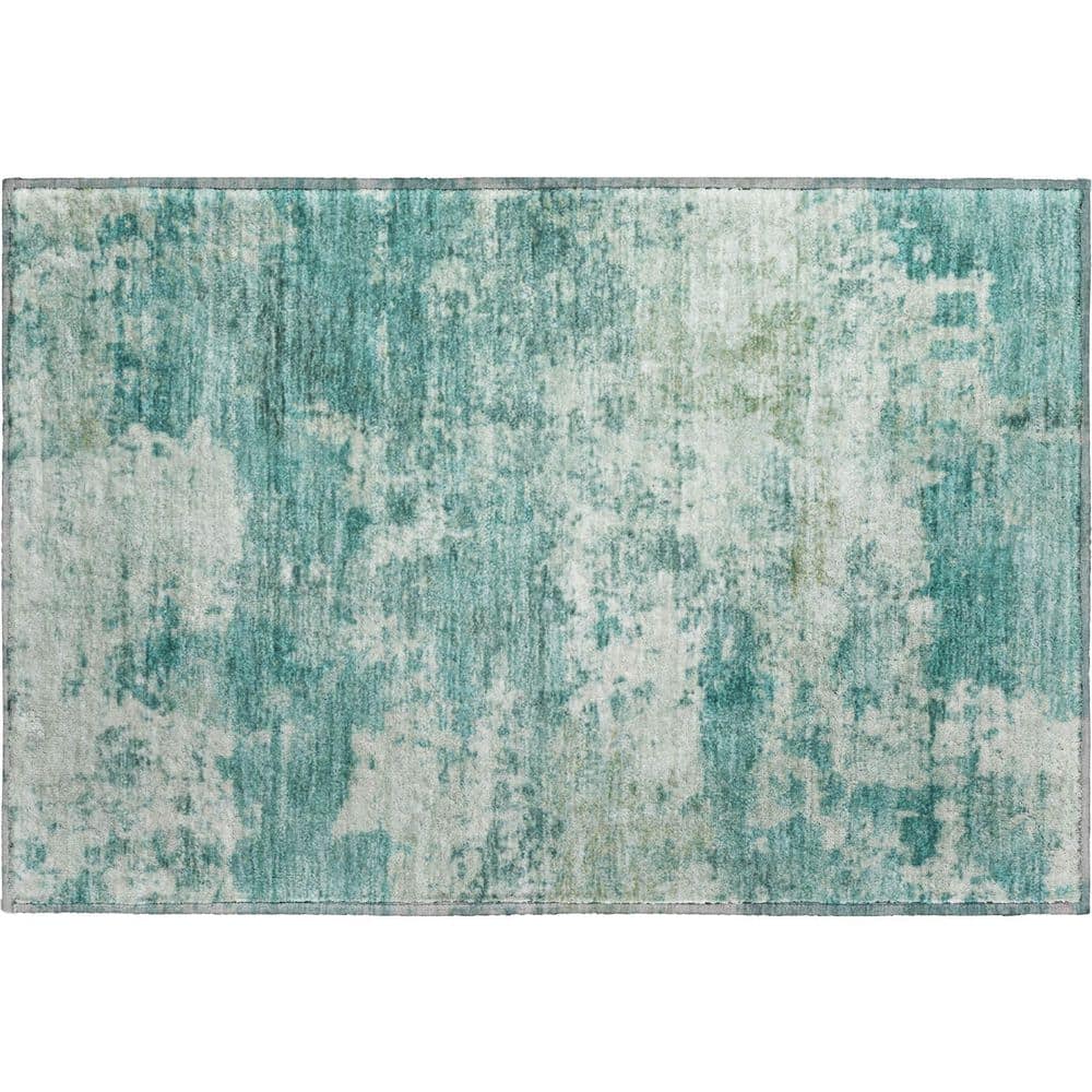 Mayfield Premium Machine Washable Abstract AMF2366 Teal 3 ft. x 4 ft. Area Rug price history on PriceWatchPro