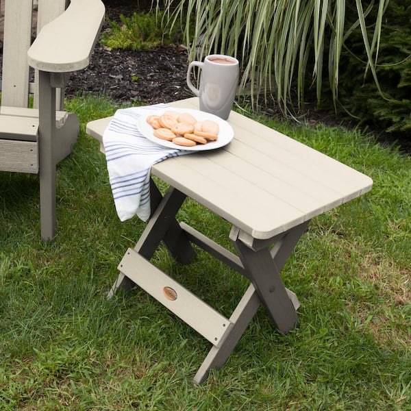 Highwood Adirondack Whitewash Recycled Plastic Outdoor Folding Side Table