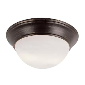 Bolton 12 in. 1-Light CFL Oil Rubbed Bronze Flush Mount Ceiling Light Fixture with Frosted Glass Shade