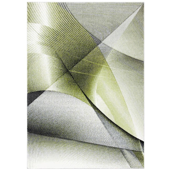Hollywood 7 ft. x 9 ft. Gray/Green Striped Abstract Area Rug