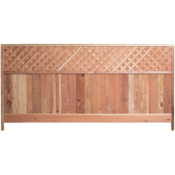 Unbranded 4 ft. H x 8 ft. W Redwood Lattice Top Fence Panel