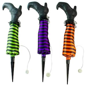 19.5 in. H Striped Witch Leg Halloween Pathway Markers (Set of 3)