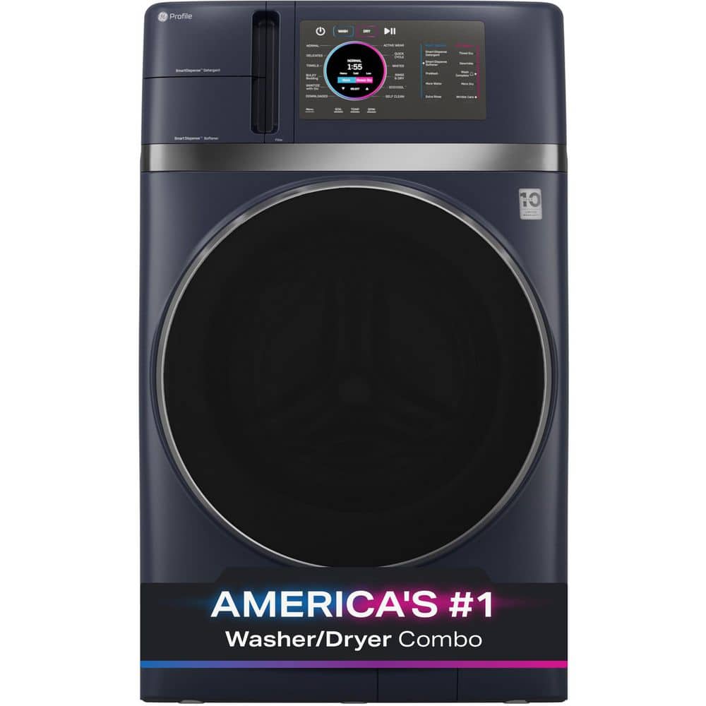 Profile 4.8 cu. ft. Smart UltraFast Electric Washer Dryer Combo in Sapphire Blue with Ventless Heat Pump Technology