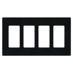 Claro 4 Gang Wall Plate for Decorator/Rocker Switches, Gloss, Black (CW-4-BL) (1-Pack)
