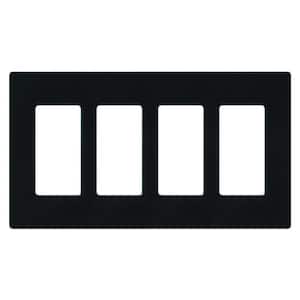 Claro 4 Gang Wall Plate for Decorator/Rocker Switches, Gloss, Black (CW-4-BL) (1-Pack)