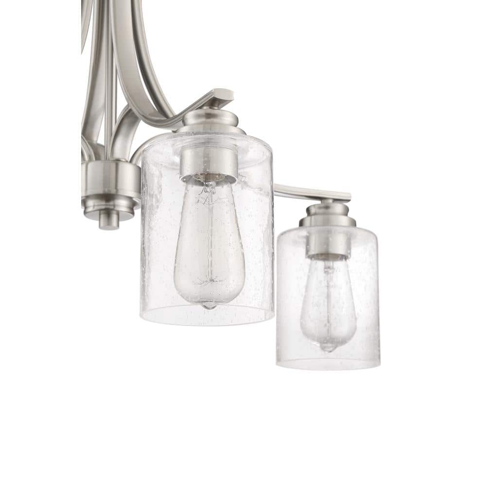 Polished Nickel 4-Light Chandelier with Clear Seeded Glass Shades