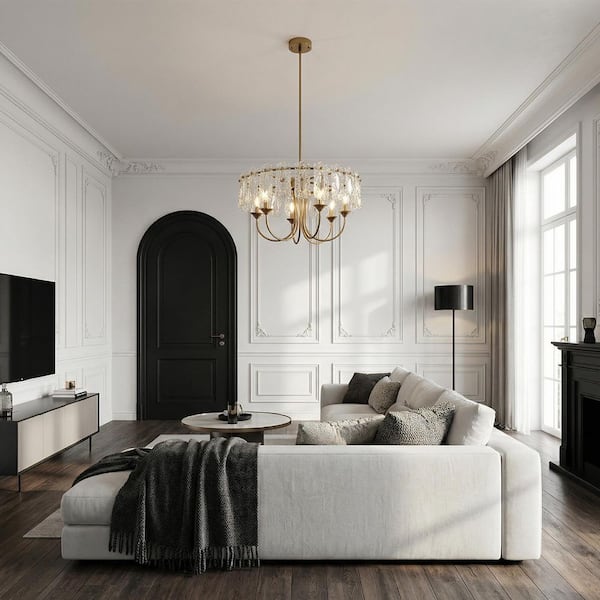 Briignite 24 in. Gold 6-Light Modern Pendant Chandelier, Semi