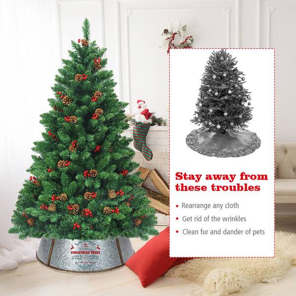 Costway 23.5 in. Silver Galvanized Metal Christmas Tree