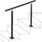 4 ft. Aluminum Handrail Fits 2 Steps or 3 Steps Flexible Handrails for Outdoor Deck, Black