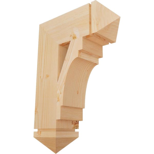 Ekena Millwork 5.5 in. x 26 in. x 18 in. Douglas Fir Merced Arts and Crafts Smooth Bracket