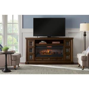 Cecily 72 in. Media Console Infrared Electric Fireplace in Rich Brown Cherry