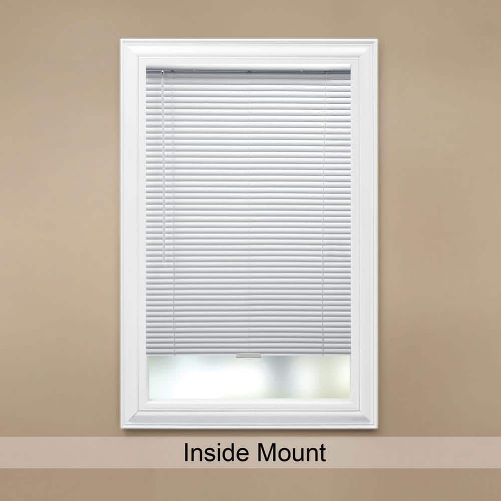 Size 39 in. W x 48 in White Cordless Aluminum Mini Blinds for Windows with 1 in. Slats - 39 in. W x 48 in. L(Actual Size 38.5 in. W x 48 in.L)