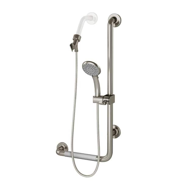 ErgoSlideBar Right 5-Spray Wall Bar Shower Kit In Brushed Stainless Steel