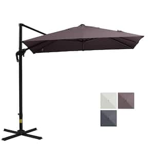 8 ft. Aluminum Cantilever Patio Umbrella in Brown with 3-Position Tilt, Crank and Cross Base for Yard, Poolside, Garden