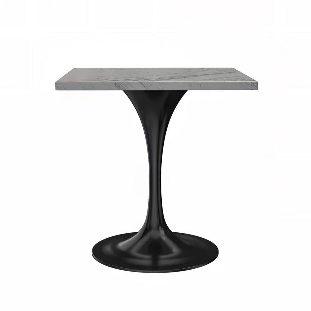 Verve 27" Square Dining Table with Black Base and Marbleized Top