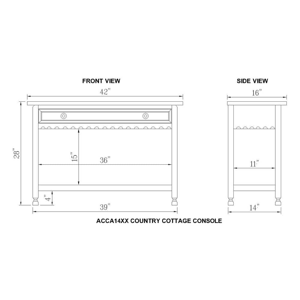 Country Cottage Antique Blue Media Console with Storage Shelf
