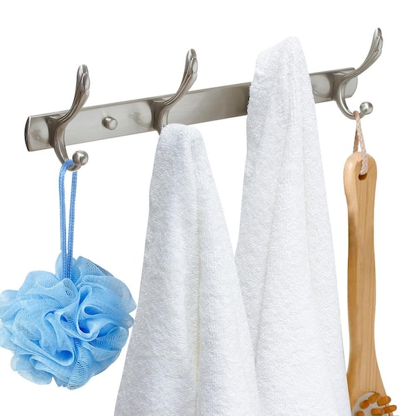 MODONA Four Pronged Robe Towel Hook Satin Nickel 5 Year Warrantee