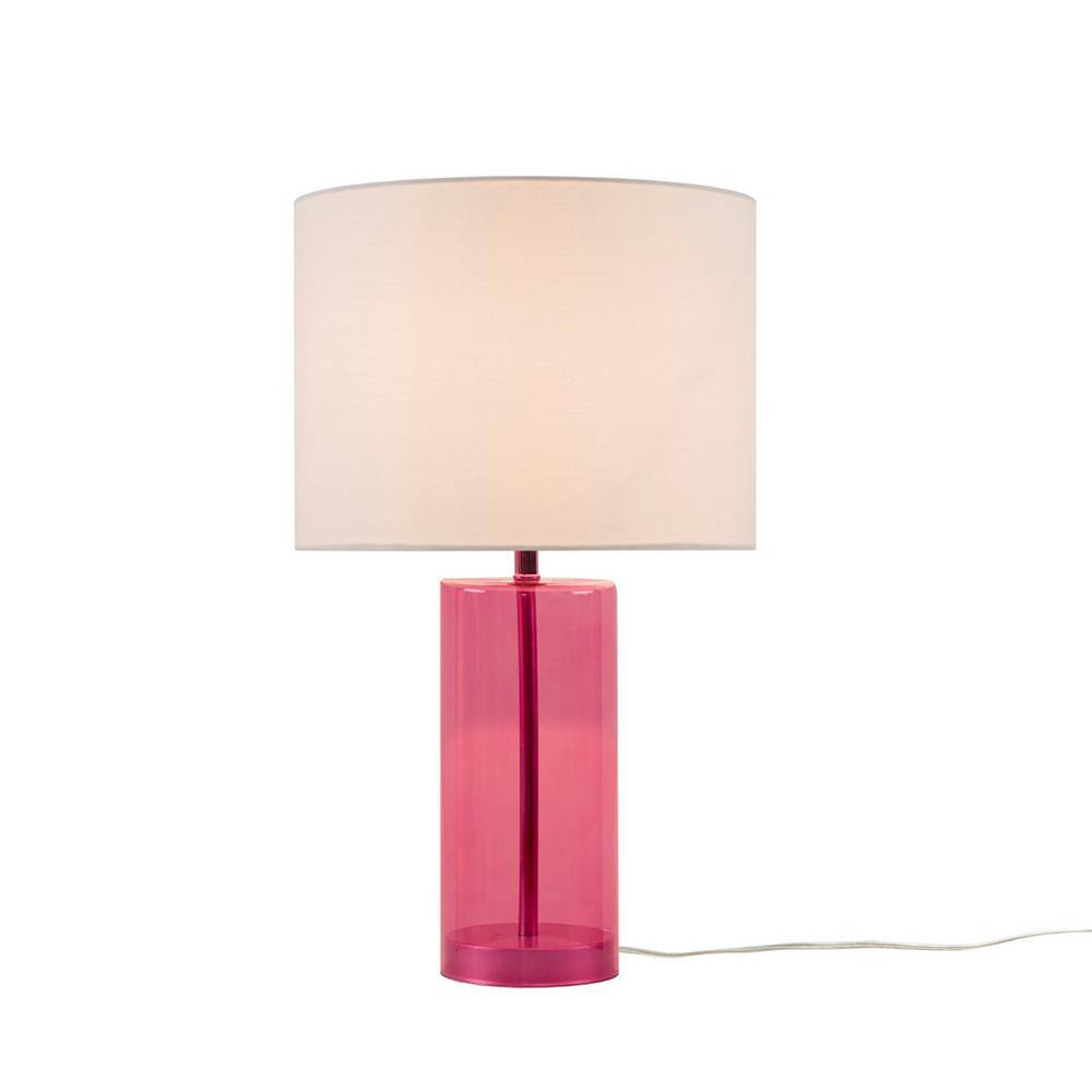 Neonova Pink Glass Table Lamp with White Shade