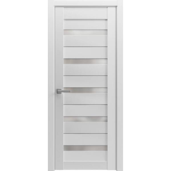 4445 18 in. x 96 in. Right-Hand/Inswing Solid Frosted Glass White Single Prehung Interior Door with Hardware