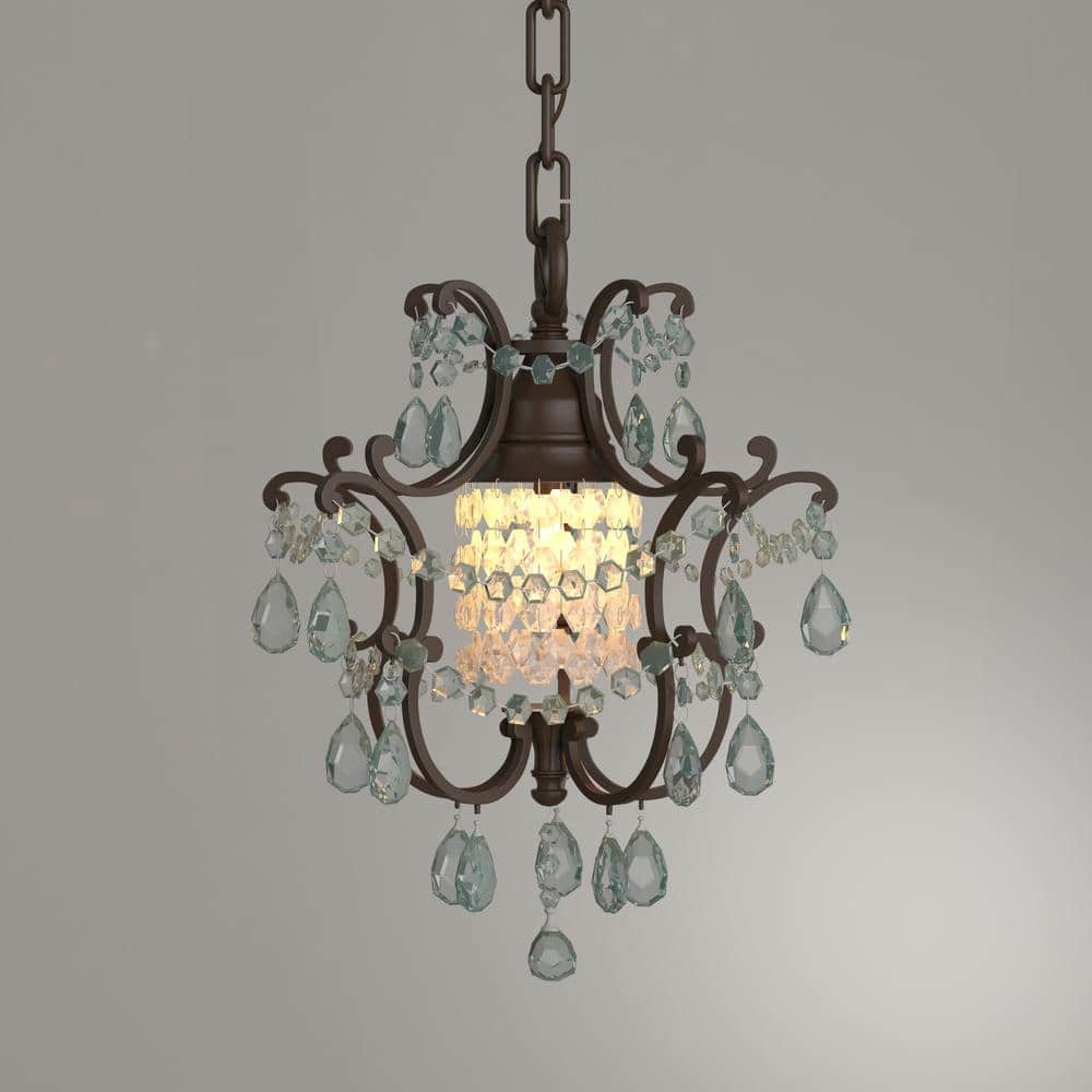 Versailles Spirit Mini Chandelier in British Bronze with Faceted Crystals