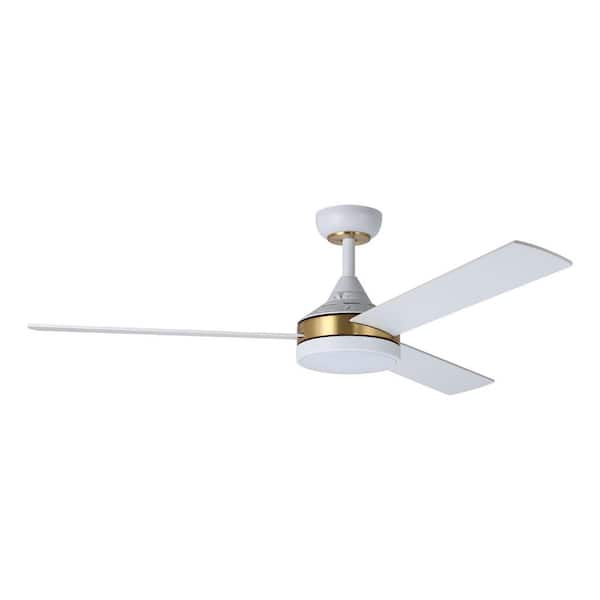 Pierport 52 in. Indoor Brass Ceiling Fan with Warm White Integrated LED