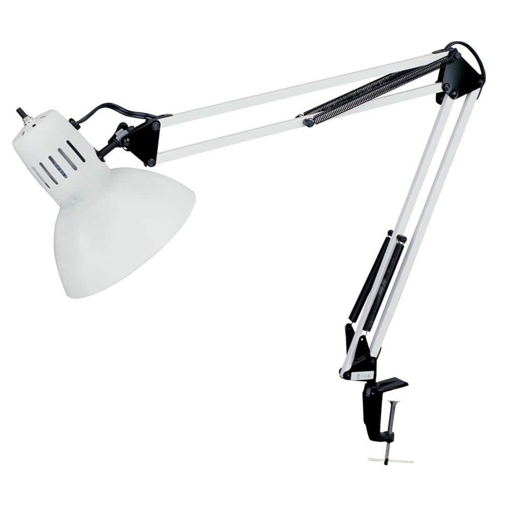 Dainilite 36 in. H 1-Light Gloss White Table Lamp (Task) with Metal Shade