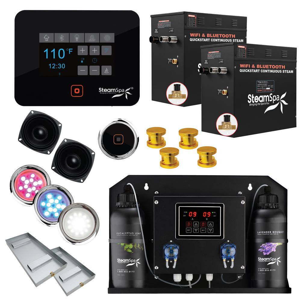 Steam Shower Generator Kit Gold Auto Drain Dual Aroma Pump Wifi App/BT 2 x 10.5 kW Raven RVB2100GD-ADP
