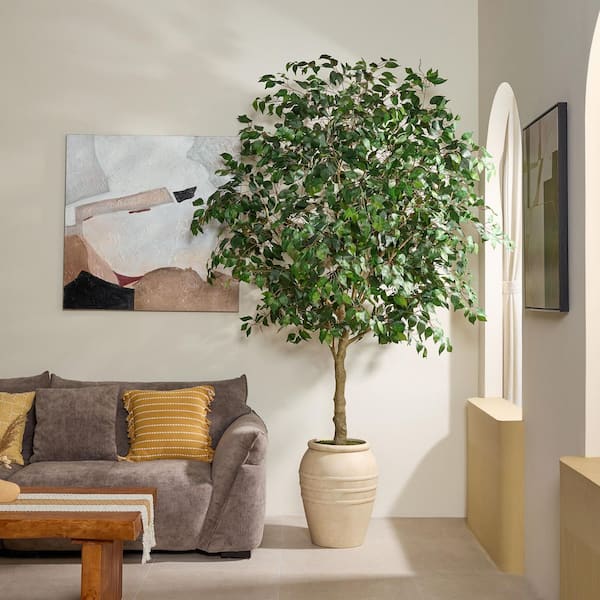 DR.Planzen 9 ft. Artificial Ficus Tree with Planter, Large Faux