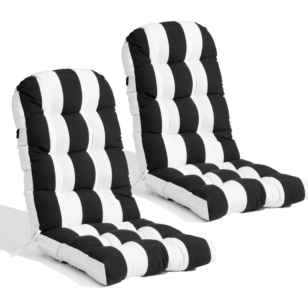 50 in. x 20 in. 2-Piece Polyester Outdoor Adirondack Chair Cushion in Black