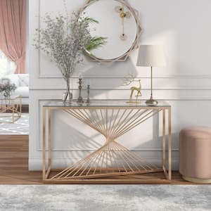 Nowry 47.25 in. Gold Rectangle Glass Top Console Table