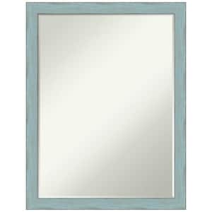 Sky Blue Rustic 20.25 in. x 26.25 in. Petite Bevel Farmhouse Rectangle Wood Framed Wall Mirror in Blue