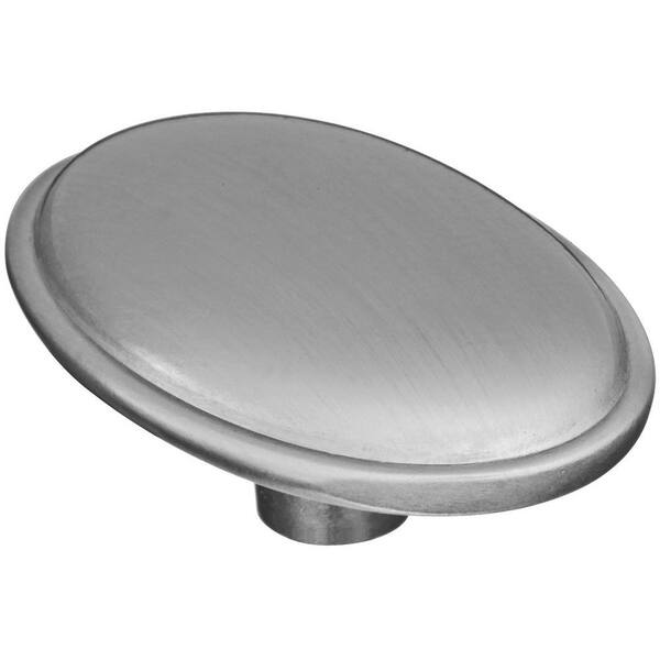 Stanley-National Hardware Satin Nickel 1-1/3 in. Flat Oval with Ridge Knob