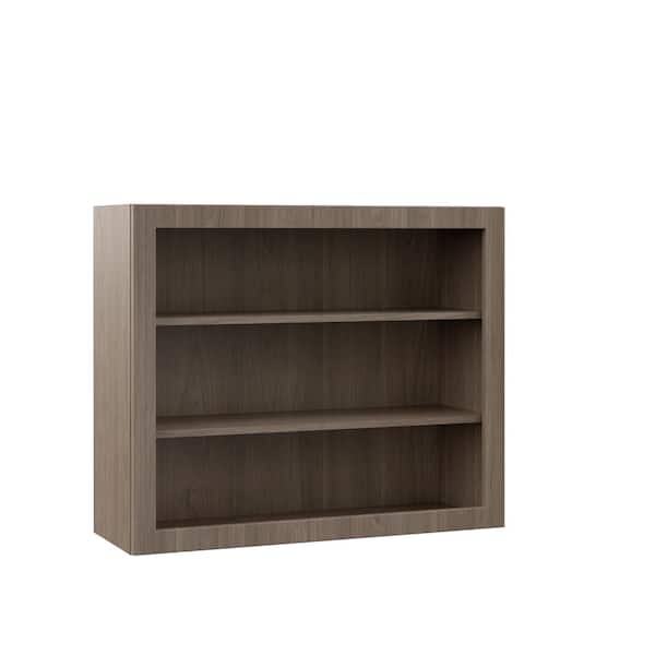 Hampton Bay Designer Series Edgeley Assembled 36x30x12 in. Wall Open Shelf Kitchen Cabinet in Driftwood