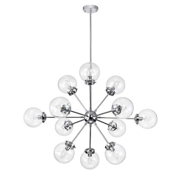 Masakee 39.4 in. 12-Light Indoor Chrome Finish Chandelier