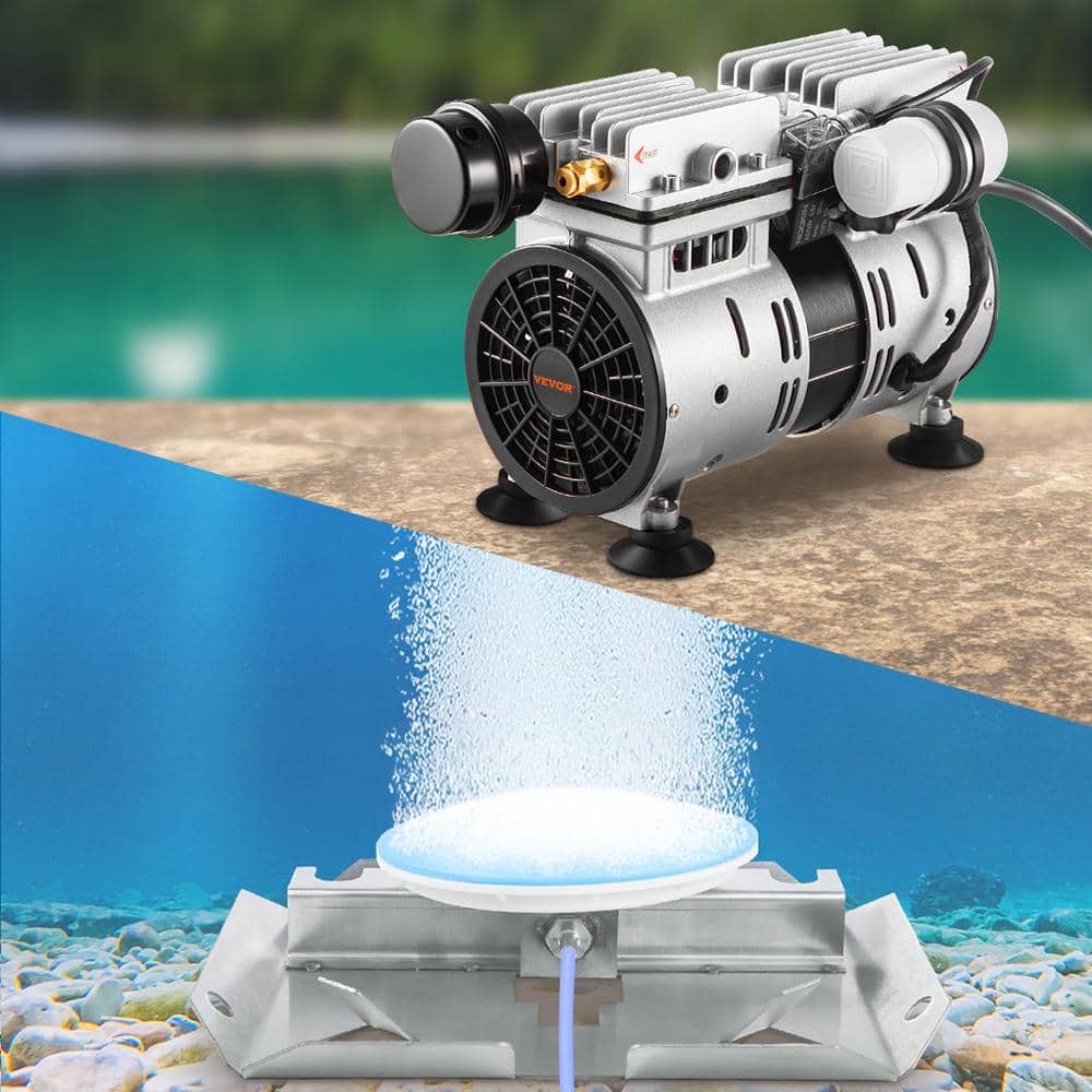 VEVOR 3/4 HP Silver Metal Pond Aerator Kit with Blue Tubing