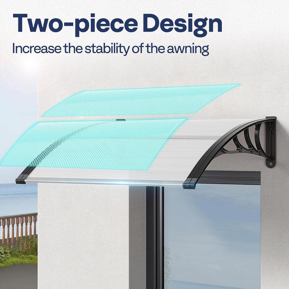 Clear and Black Aluminum Fixed Door/Window Awning