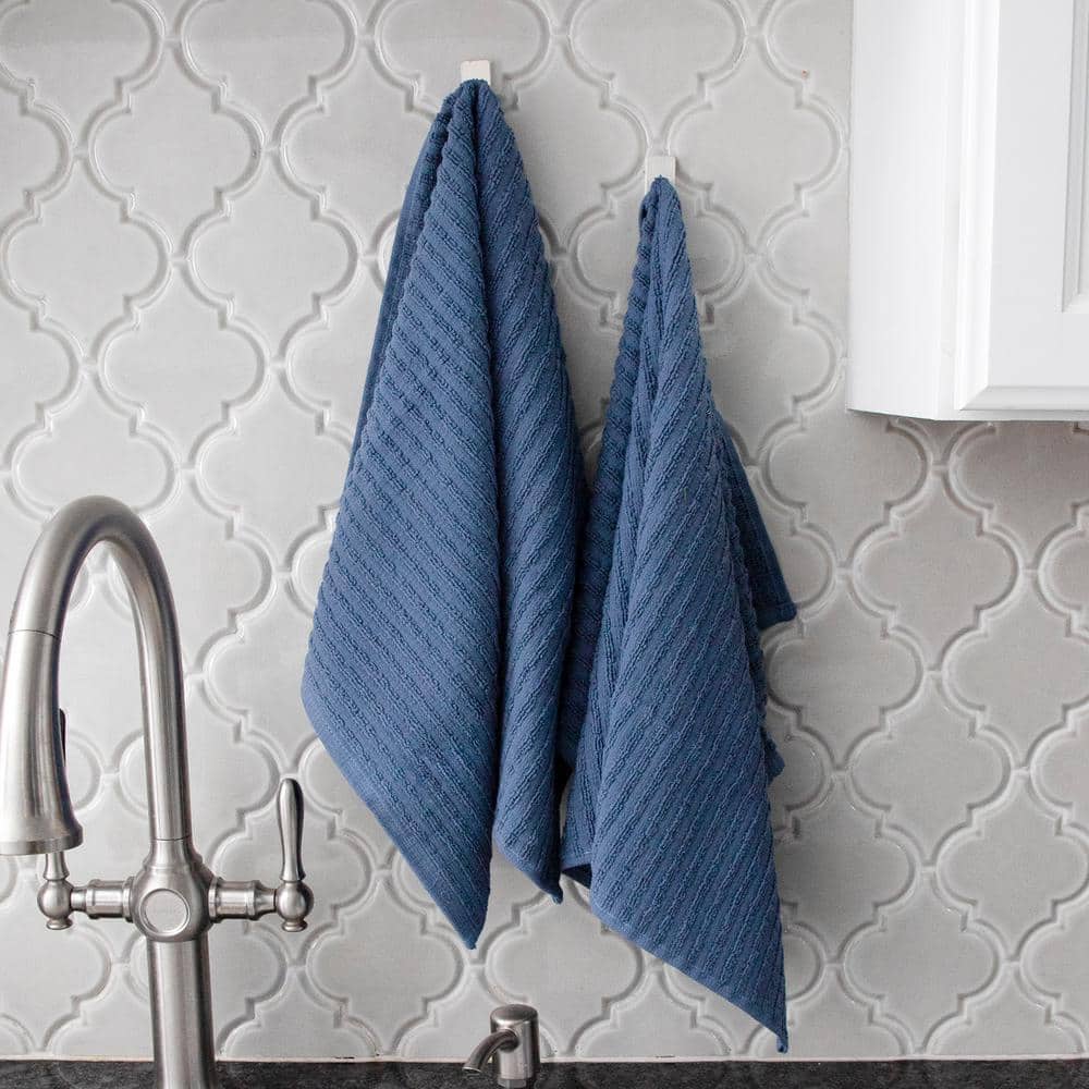 Federal Blue Terry Cotton Kitchen Towel Set, 2-Pack