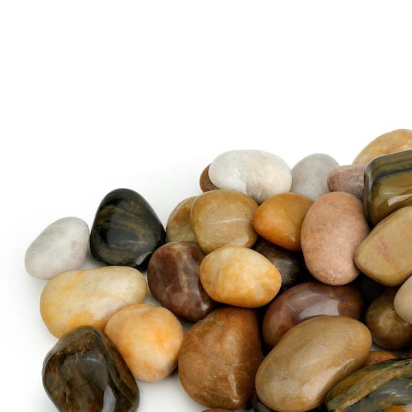 13.78 in. x 9.84 in. x 2.02 in. Oval Mixed Color Natural Polished Pebbles Bag Decorative Landscaping Stone 1 Piece