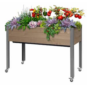 21 in. x 47 in. x 32 in. H Self-Watering Brown Spruce Wood Planter