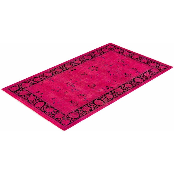 Overdyed Pink 3 ft. x 5 ft. Solid Wool Indoor Area Rug