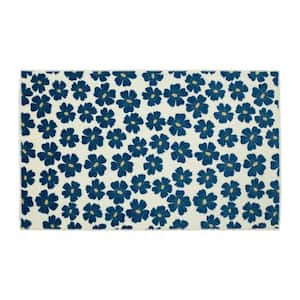 Simple Floral Navy 2 ft. x 3 ft. 9 in. Kitchen Mat