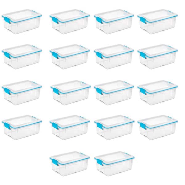 Sterilite 12 qt. Plastic Storage Tote in Clear with Blue-Latched Clear Lids (18-Pack)
