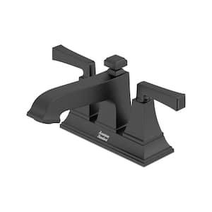 Town Square S 4 in. Centerset 2-Handle Bathroom Faucet with Drain Assembly and WaterSense 1.2 GPM in Matte Black