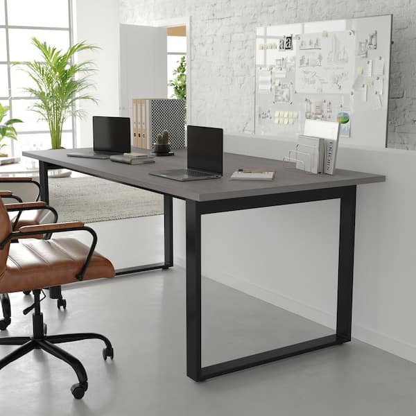 36 in. Rectangle Gray Oak Engineered Wood Executive Desk