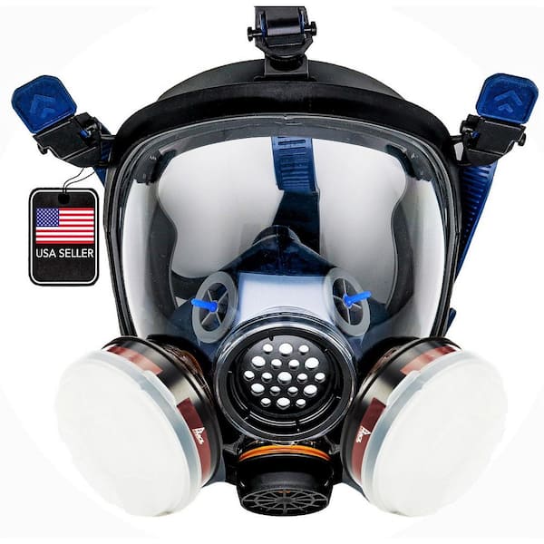 Parcil Safety Full Face Organic Vapor Respirator and Gas Mask with 2 Threaded P-A-1 Replacement Filters