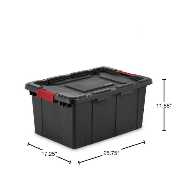 Sterilite 23-Gal. Footlocker Toolbox Container w/Wheels 2 Pack, Red