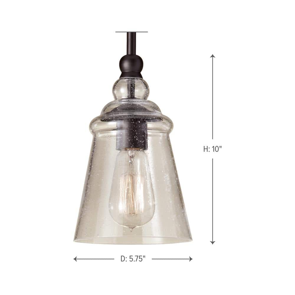 Oil Rubbed Bronze Mini Pendant with Clear Seeded Glass Shade